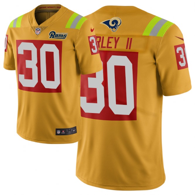 Men Nike NFL Los Angeles Rams #30 todd gurley Limited city edition gold jersey->los angeles rams->NFL Jersey